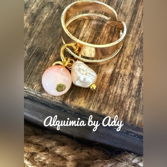 Alquimia Gold and Pink Charm Ring jade - Picture 1 of 2